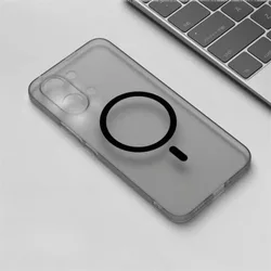 Matte Transparent Magnetic Soft Silicone Case - Ultra Thin Slim Back Protector Cover for Redmi Turbo 5 (Grey with Magnetic)