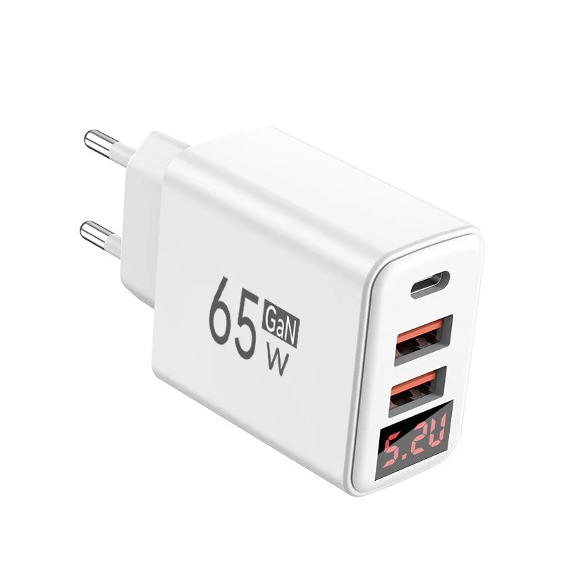65W USB C Charger with LED Display QC3.0 PD Fast Charging for iPhone 15 16 Pro Samsung Xiaomi Huawei EU/US/UK Plug Wall Adapter