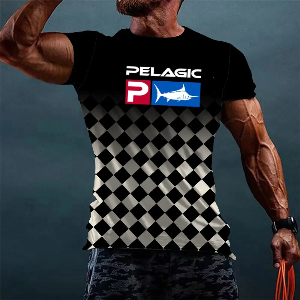 

Мужская рубашка Pelagic для рыбалки, рубашка в клетку, с защитой от УФ-лучей и коротким рукавом, летняя одежда, 2024