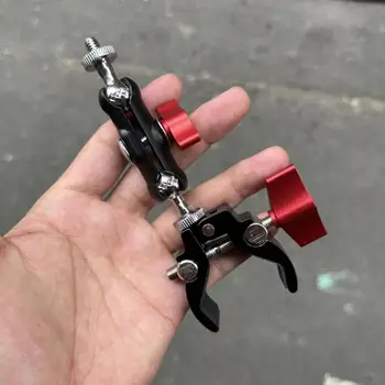 1 set di accessori per fotografia, super morsetto in metallo per fotocamera con braccio magico a doppia testa a sfera per supporto per telefono con microfono leggero per monitor
