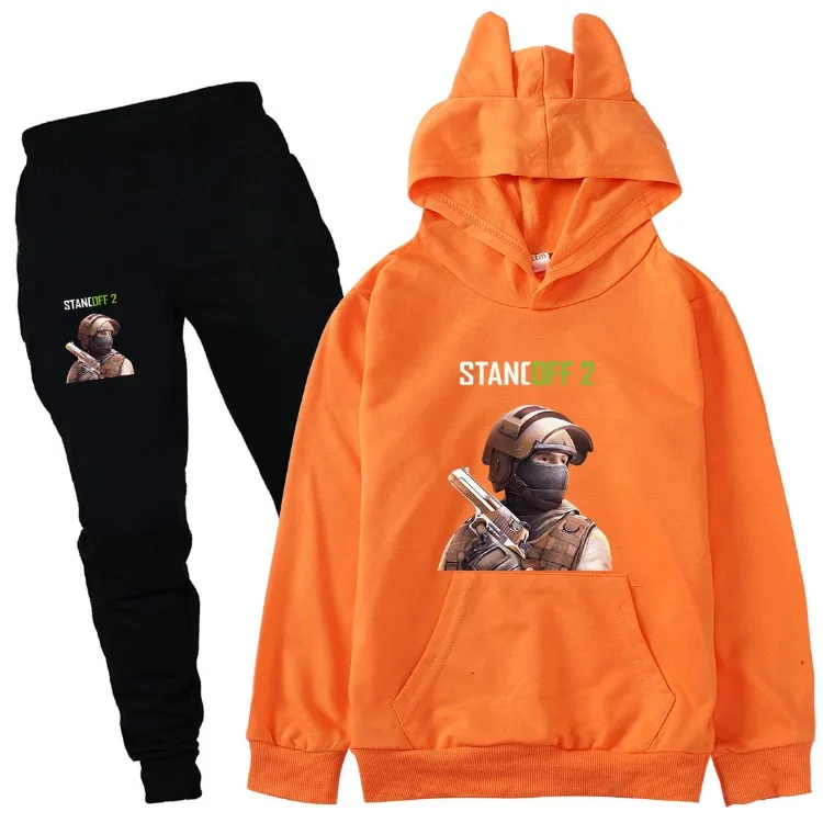 Heißes Spiel Abstands halter 2 Kleidung Kinder Sweatshirts Hoodies Hosen 2 stücke Set Baby Jungen Sportswear Kleinkind Mädchen Trainings anzug Kinder-Sets – Detail 6
