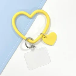 Silicone Heart Loop Cell Phone Wrist Strap with Keychain Holder - Versatile Smartphone Accessory - Polyester Fiber (Yellow)