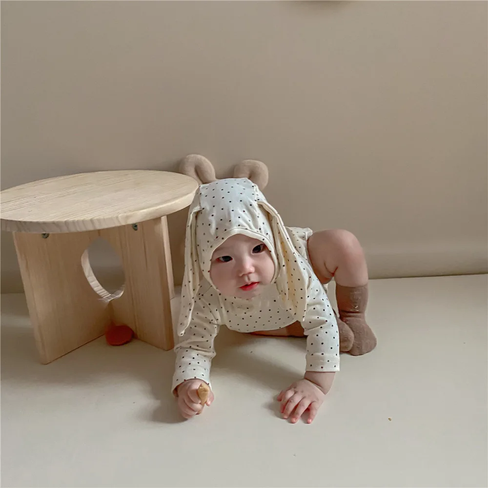 Cotton Baby Bodysuit and Jumper with Hat for Infants