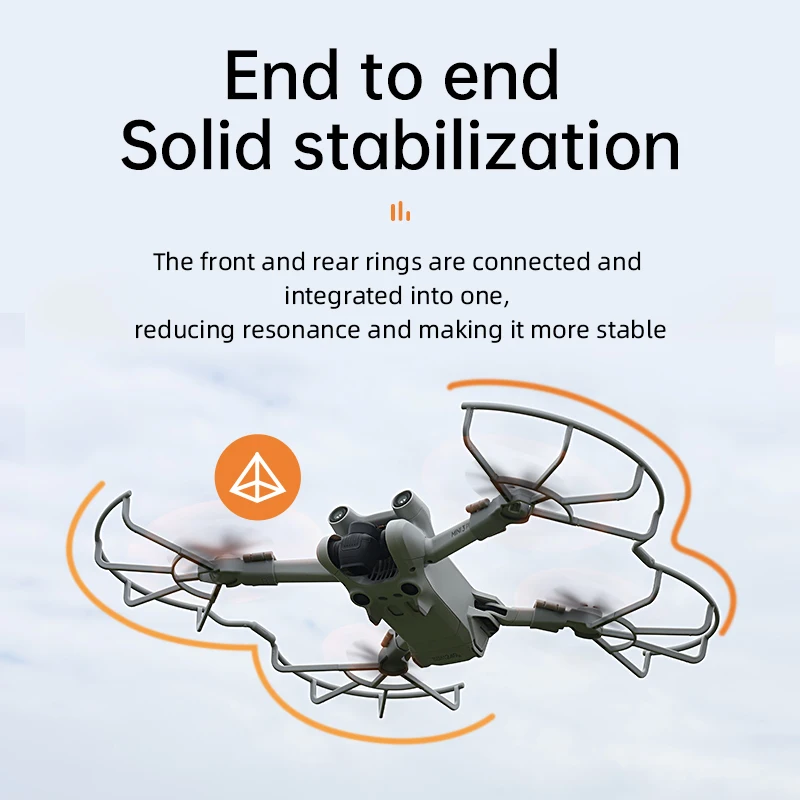 Drone équipé des protège-hélices anti-collision, posé sur une surface plane, prêt à voler.