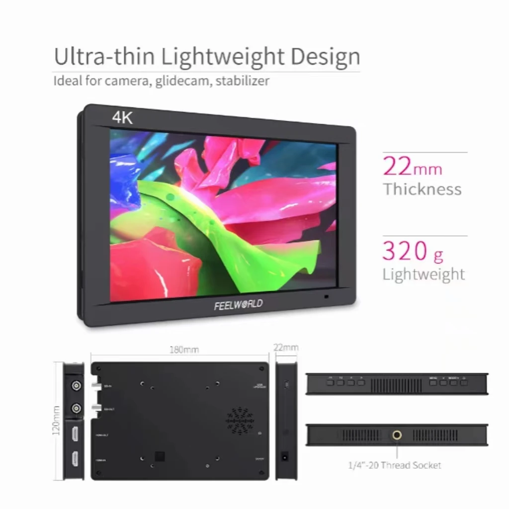 FEELWORLD IPS Ǯ HD ʵ , DSLR ī޶ º, 1920x1200, 3G SDI, 4K HDMI, FW703, 7 ġ