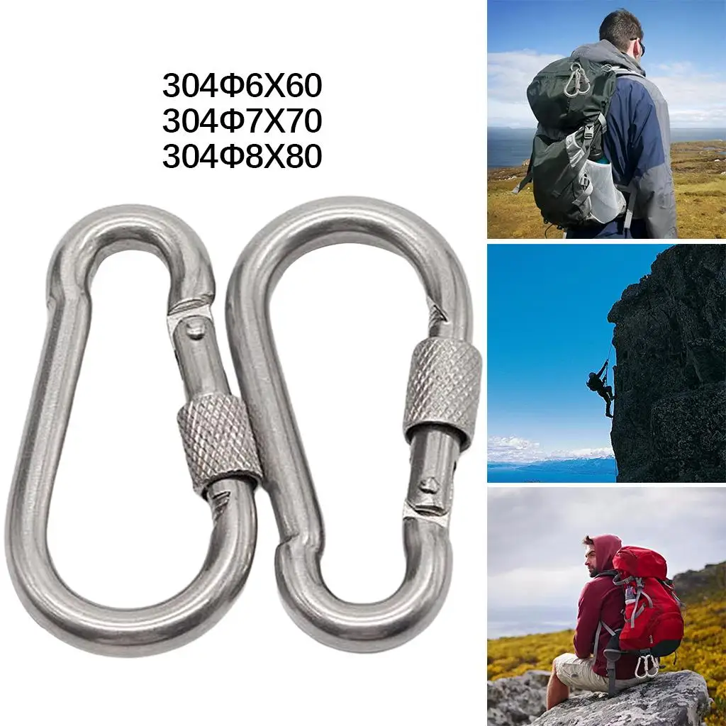 Carabiner Heavy Duty Large Strong Durable Screw Lock Link Hooks Set climbing carabiner 2Pack