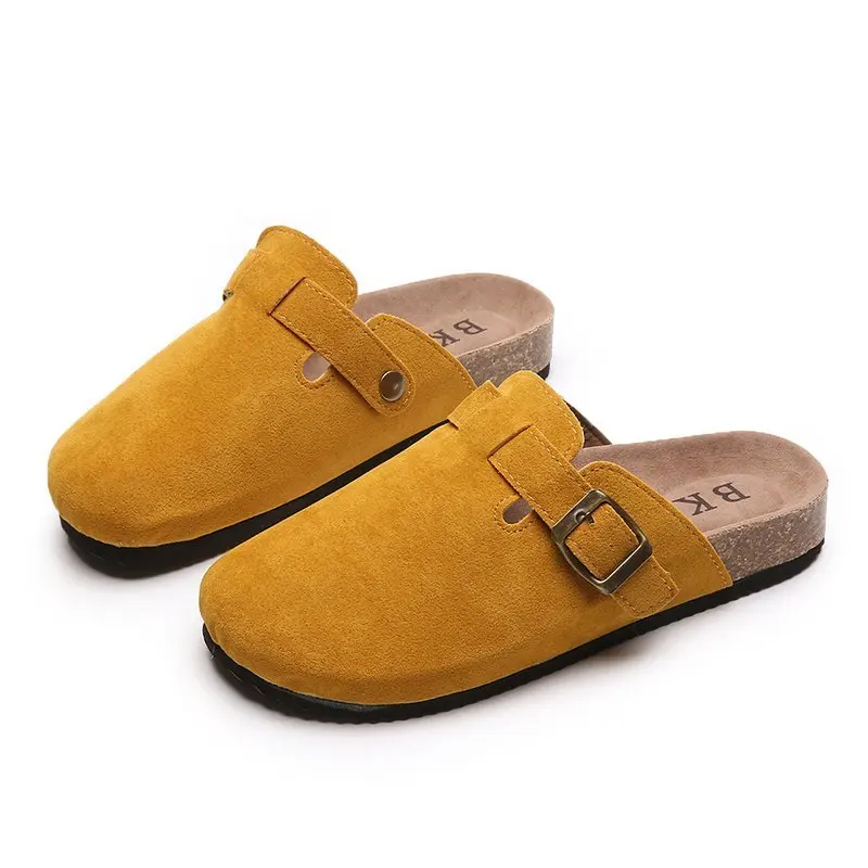 2024 New Women's Closed Toe Slippers Summer Fashion Cow Suede Clog Sandals Ladies Vintage Garden Muller Clogs Slippers