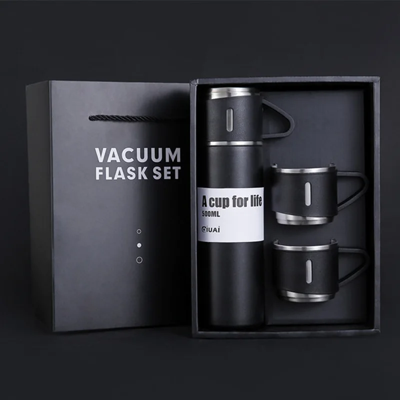 Vacuum Flask Set With 3 Cups