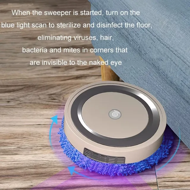 Wireless Smart Sweeping Robot, 3 in 1 Smart Sweeper, Ultra Silent Low Power Consumption Auto Cruise Sweeping and Vacuuming Robot 3