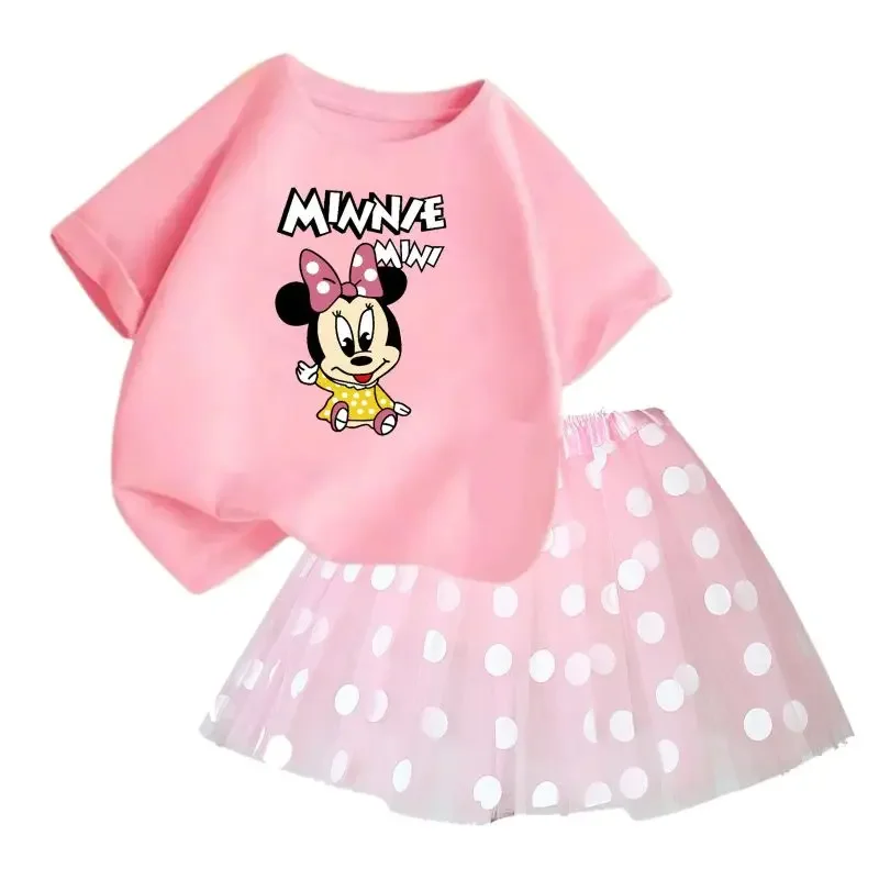 thumbnail image 1 of Conjunto de 2 piezas de camiseta y falda de algodón para niña, falda tutú de princesa de ballet esponjosa, traje de falda de encaje para fiesta de cumpleaños y boda, 1 of 4