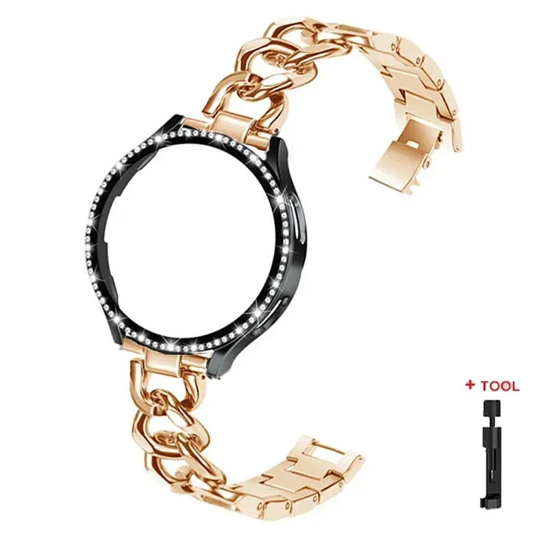Elegant Bling Case with Metal Chain Strap & Screen Protector