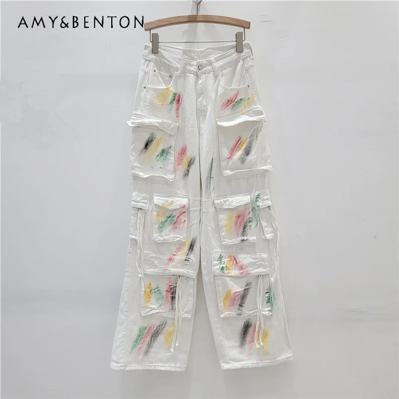 pantalones-vaqueros-blancos-lisos-para-mujer-pantalones-cargo-con-bolsillo-grande-pintados-a-mano-grafiti-cordon-irregular-primavera-2024