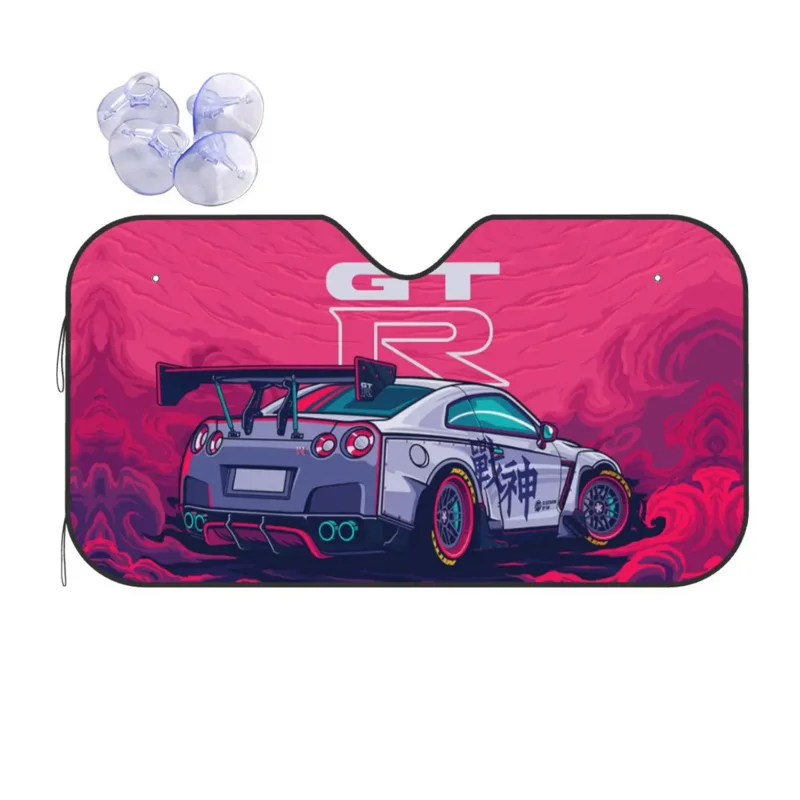 

Japanese GTR GT-R Sports Accessories Windscreen 70x130cm JDM 's Aluminium Foil Car Sunshade UV Protector