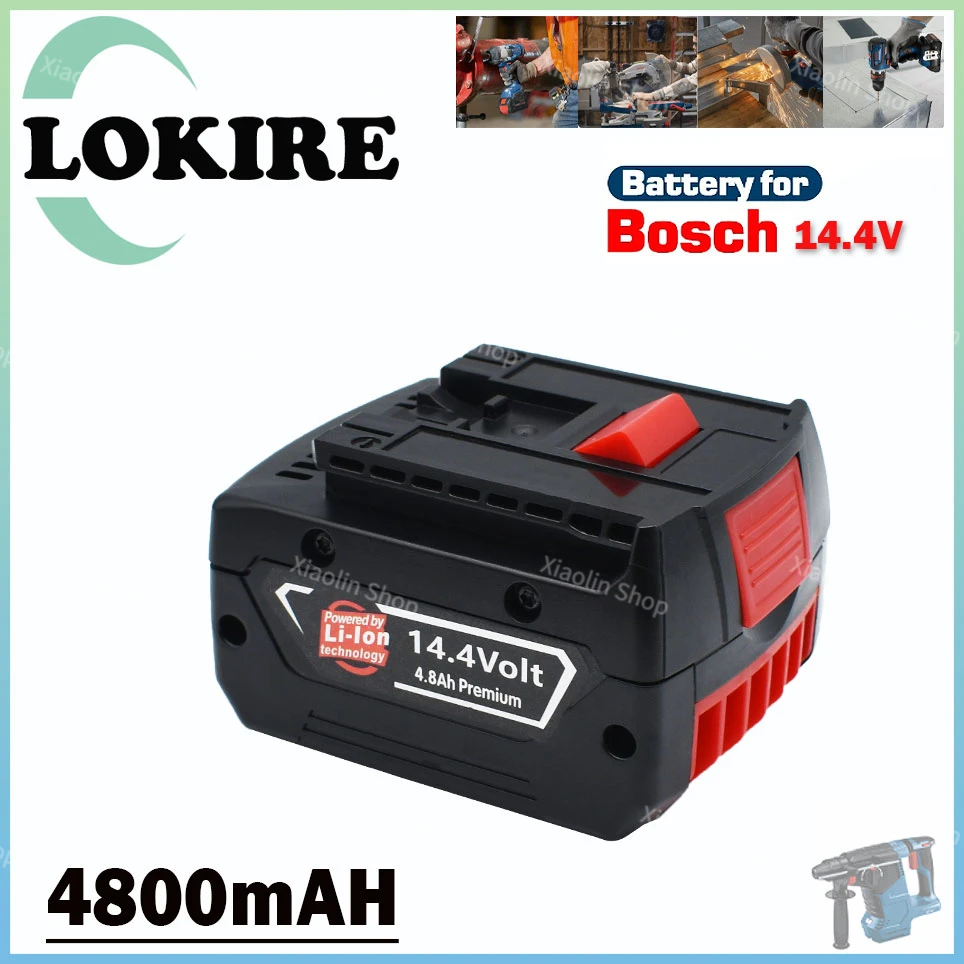 

For BOSCH 14.4V 4800mAH Rechargeable Li-ion Battery Cell Pack for BOSCH Cordless Electric Drill Screwdriver BAT607G BAT614G