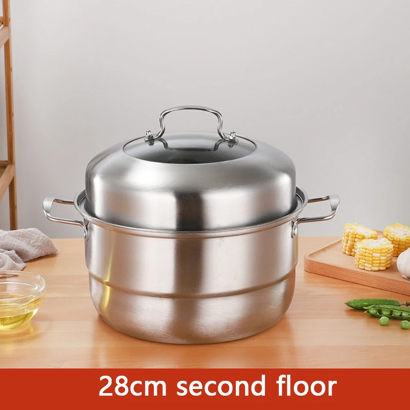 5 Layers 28/30cm Large Home With Handles Kitchen Insulated Visual Cover  Stainless Steel 5 Tier Steamer Pot Food Maker Cookware - AliExpress