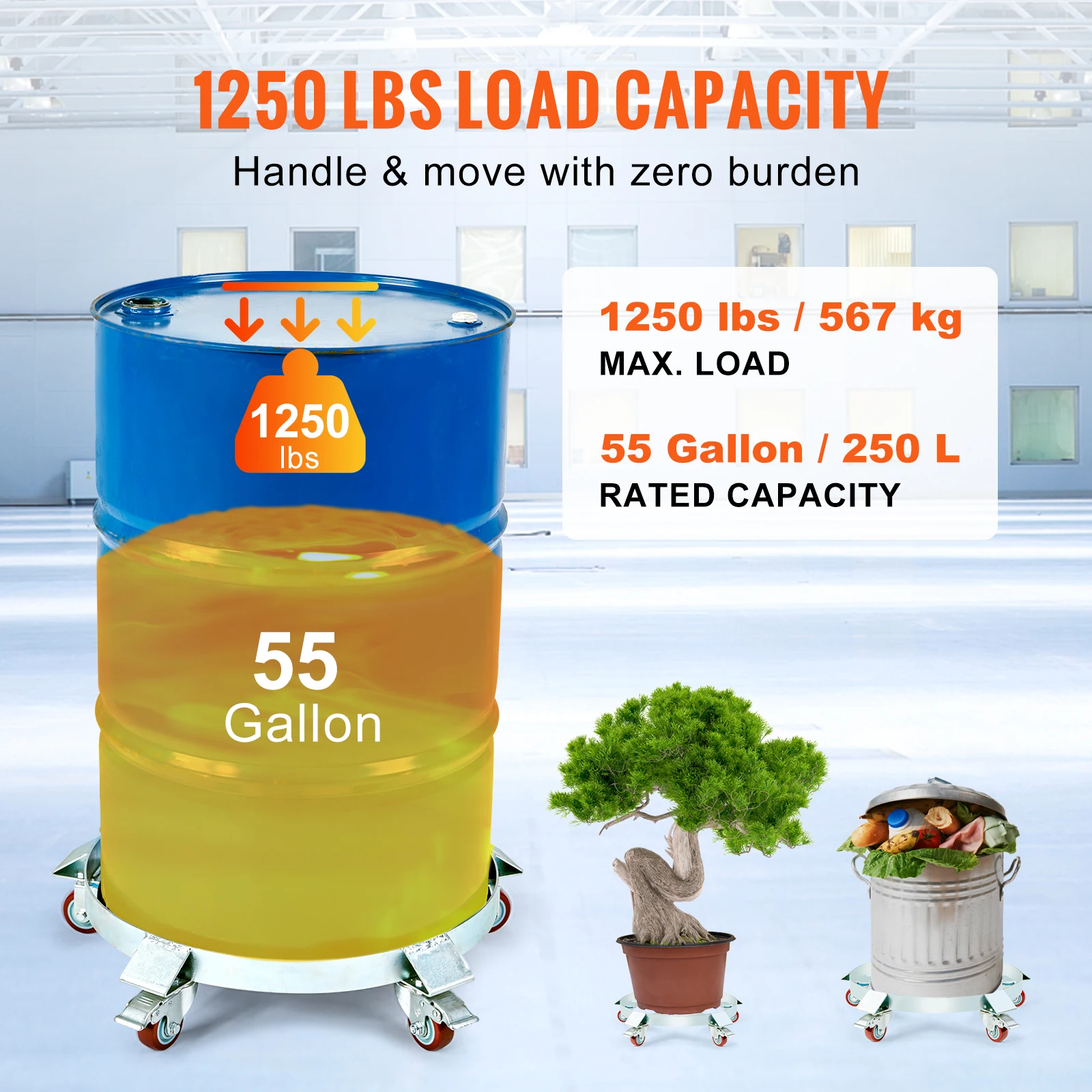 Heavy Duty Steel Drum Dolly for 55 Gallon Barrels