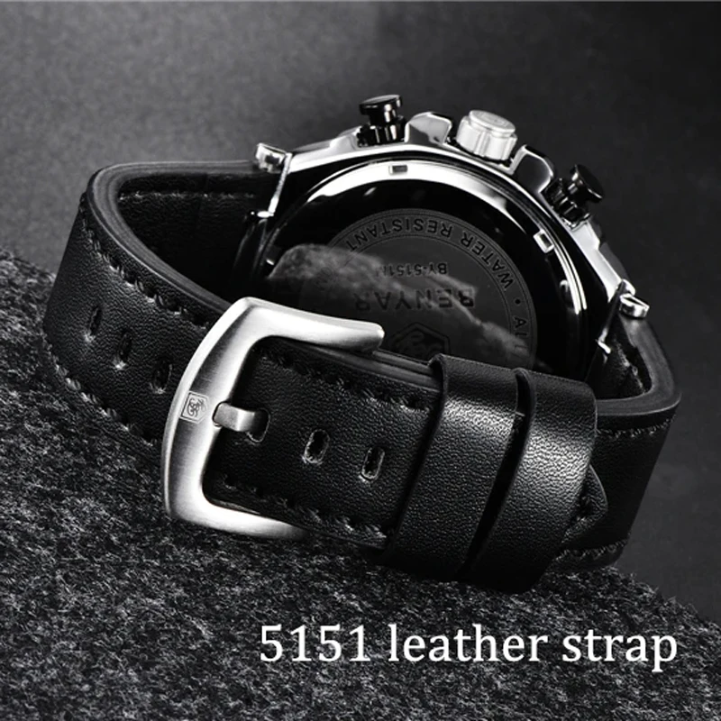 BENYAR Watch Men Leather Strap Silicone Men Watch Band