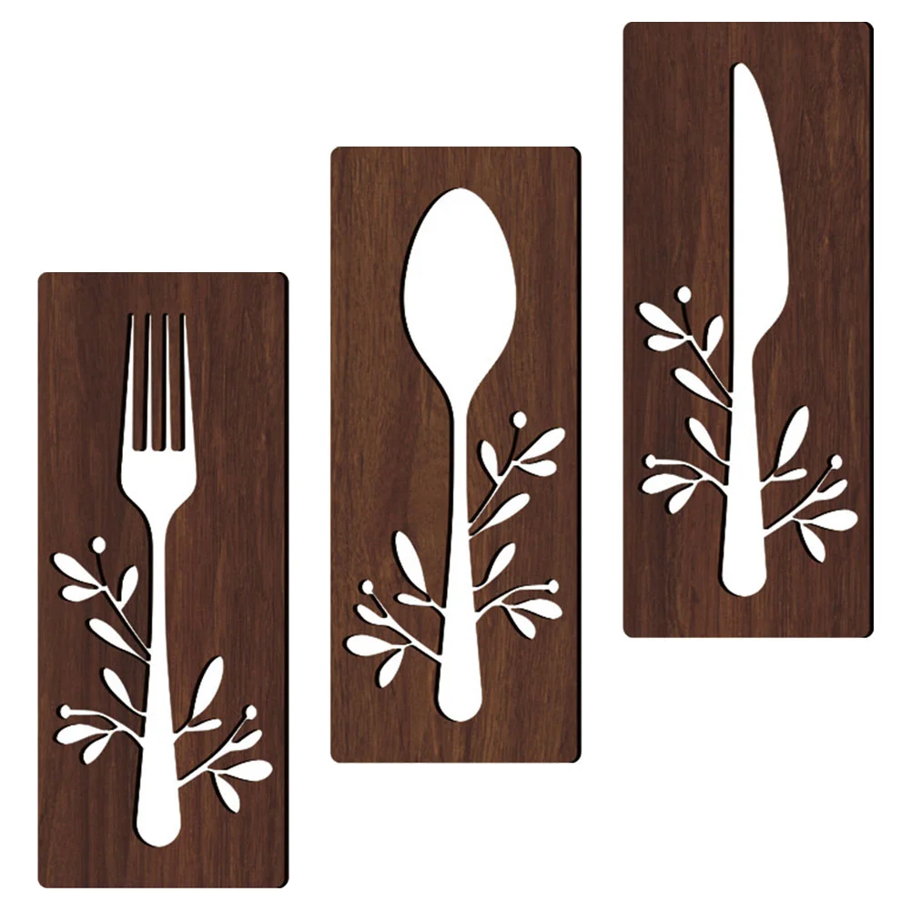 

Emblems Wooden Fork Spoon Knife Sign Farmhouse Decor Kitchenware Cutout Wall