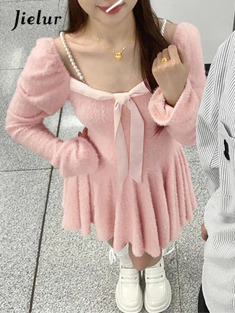 

Jielur Spring New Solid Color Slim Women Dress Sweet Elegant Ladies Chicly Party Woman Dress Simple Basic Fashion Dresses Female