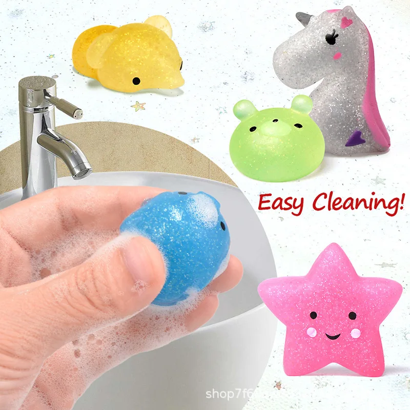 10/30/50PCS Glitter Mochi Squishy Toys Kawaii Fashion Squeeze Toys Party Favors for Kids Adults Stress Relief Toy Class Prizes fidget toys anti stress toys