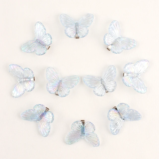 10PCS Fashion Butterfly Hair Clips for Women Girls Wedding Photography Head Clips Hairpin Hairgrips Decoration Hair Accessories Acrylic light blue