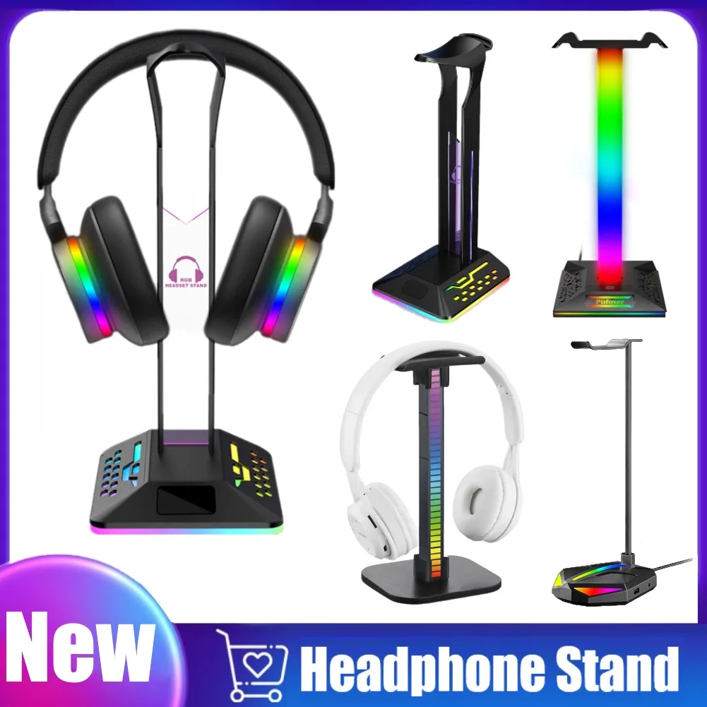 TSV RGB Headphones Stand with 2 USB Ports, Gaming Headset Holder, Headphone  Hanger for Gamers Gaming PC Accessories Desk 