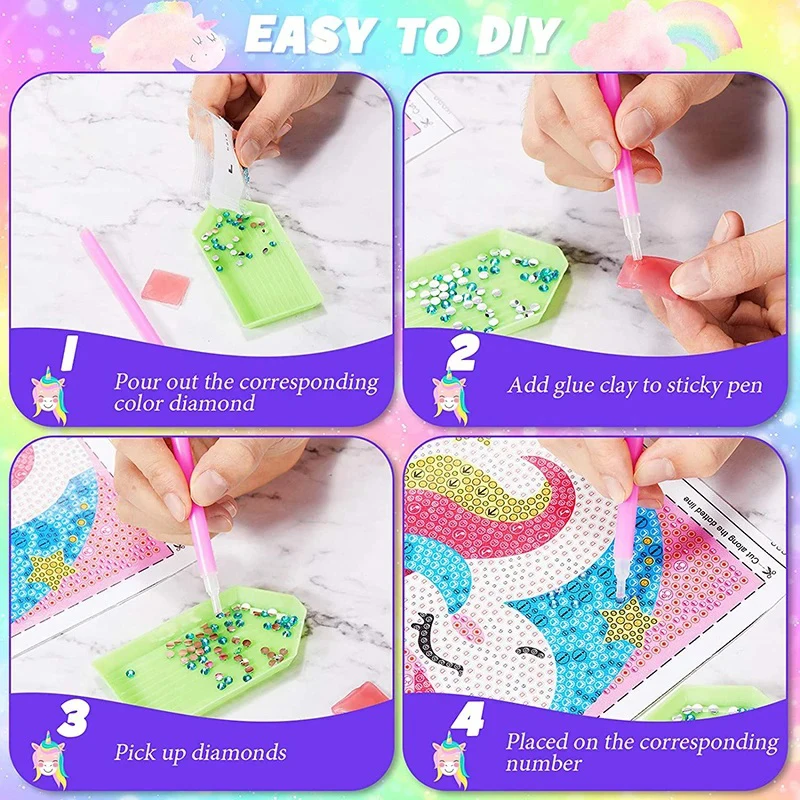 DIY Diamond Art Dots Painting Kits for Kids Animal Art Crafts 5D Diamond Gem Paint by Number Birthday Gifts Toys