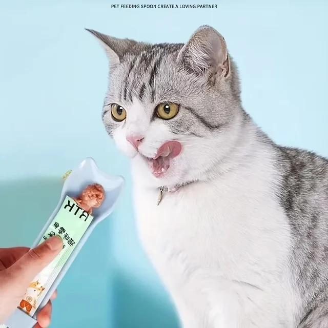 1PC Cat Strip Feeder Cat Strip Scoop Squeezer No Dirty Hands Pet Meat Mash Snacks Cat Food Feeding Scoop 5