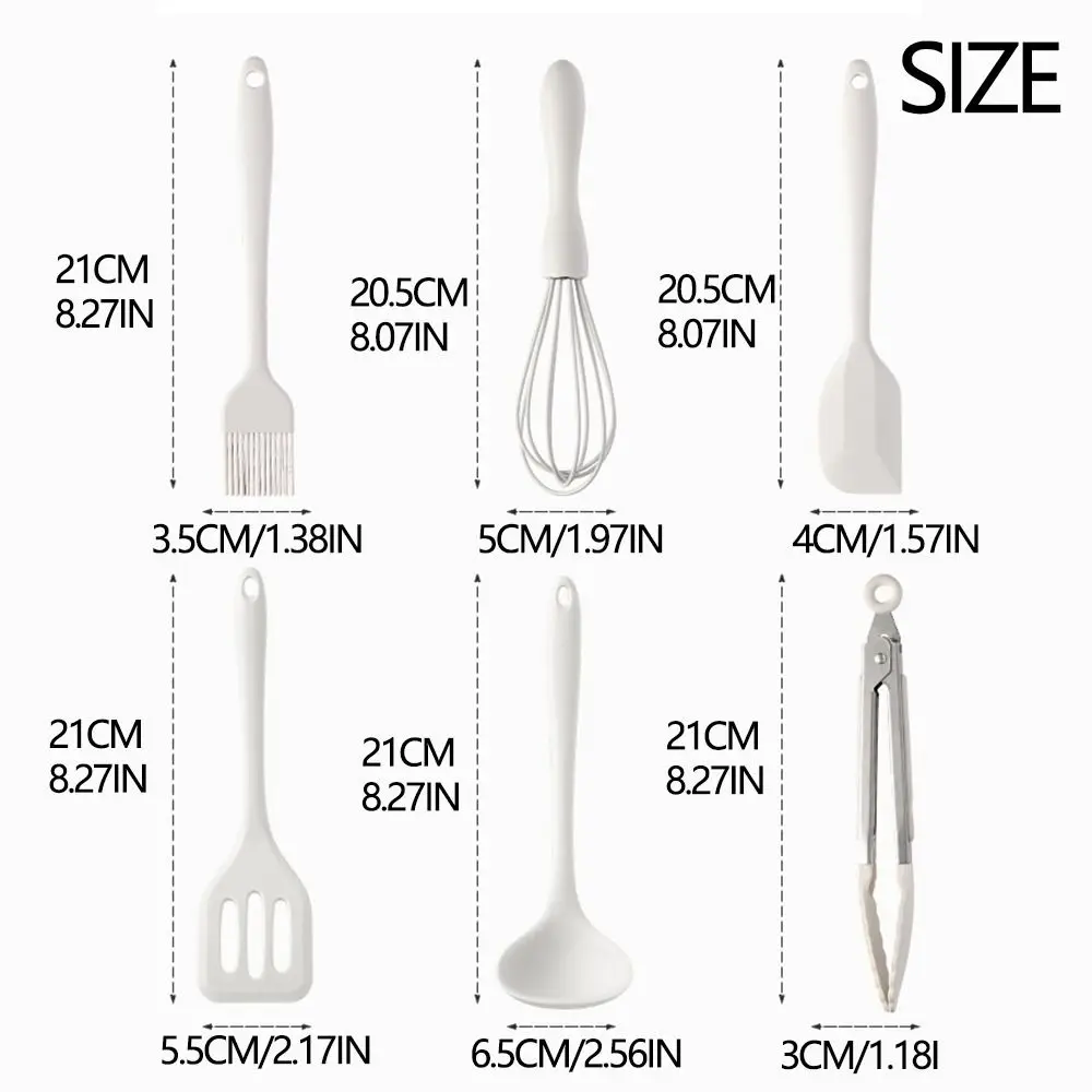 4/6pcs BPA Free Silicone Cooking Utensils Set Non-stick Beige Cookware Set Ergonomic Oil Brush Baking Tool Kitchen Tools