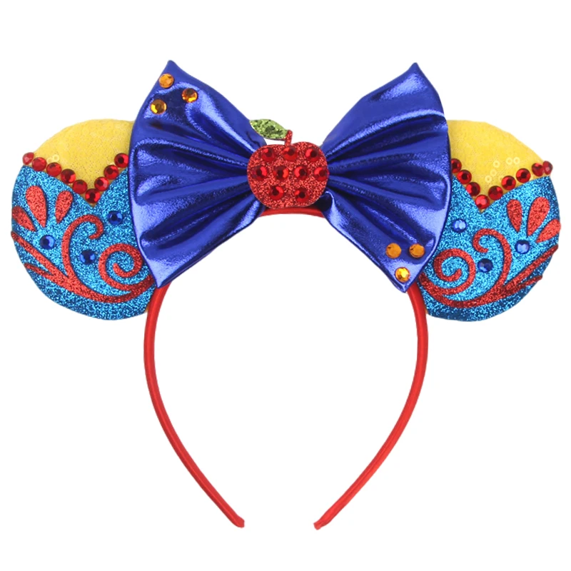 

Disney Princess Series Mouse Ears Headband For Girls Birthday Party Sequin 5IN Bow Hairband Festival DIY Hair Accessories