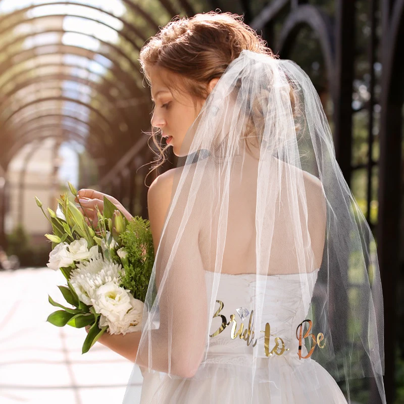 Bride To Be White Veil with Comb Bridal Shower Wedding Decoration Bachelorette Party Hen Night Supplies Bride Hair Accessories