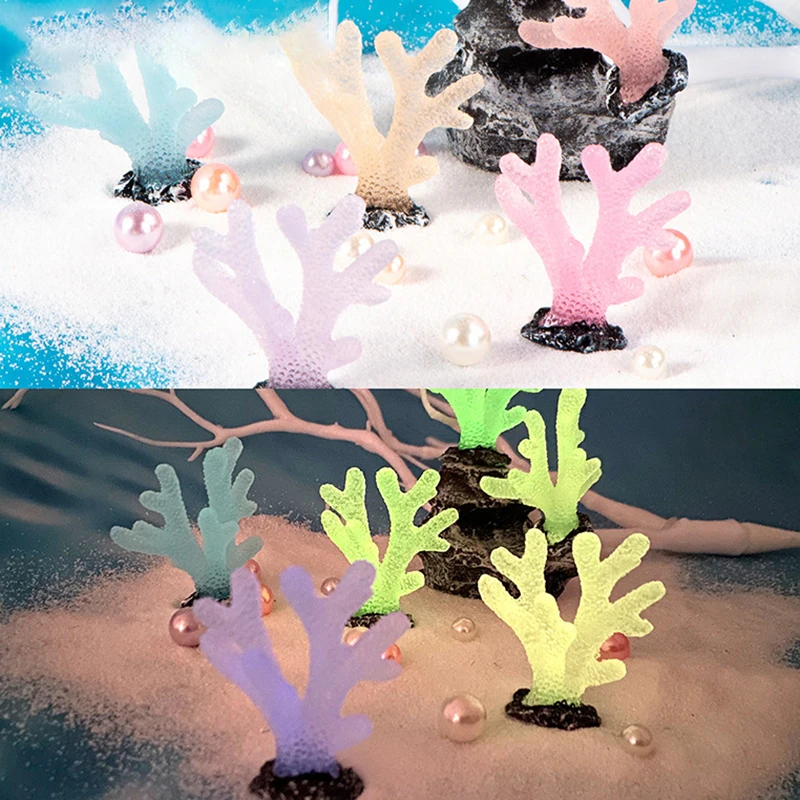 

1PCS Resin Luminous Coral Figurines DIY Home Accessories Moss Microlandscape Decoration Fairy Garden Home Decor