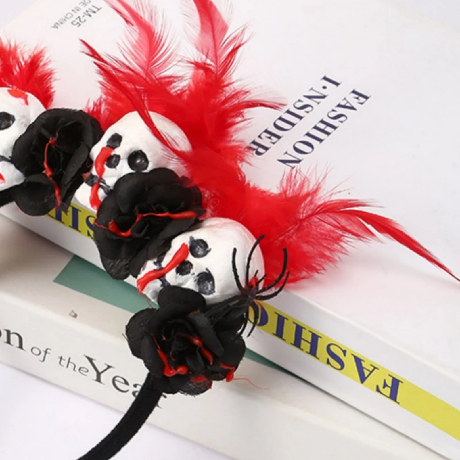 1PC  Halloween Skull Headbands Set, Black Rose & Skeleton Hand Design, Spooky Festive Hair Accessories