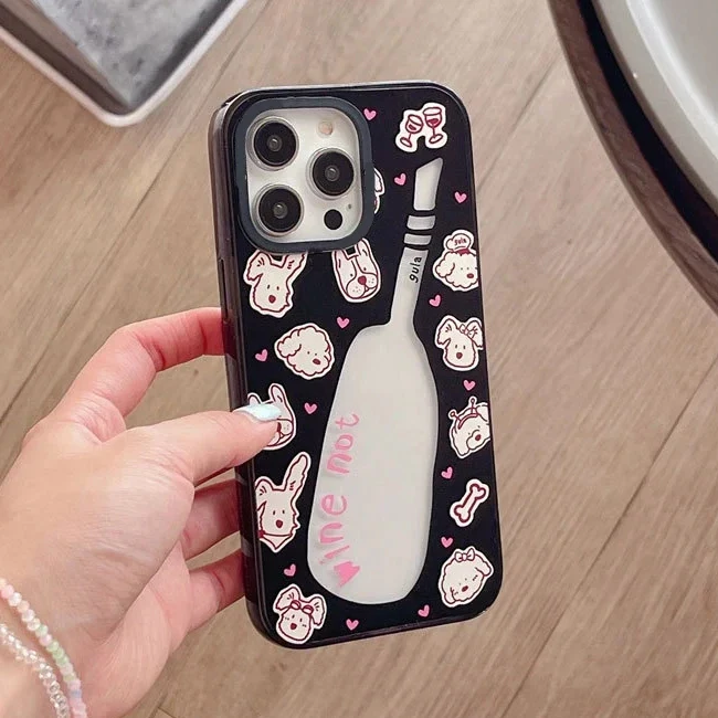 

2.0 Version Acrylic Upgrade Border Dog Heart Phone Case Cover for IPhone 11 12 13 14 15 Pro Max Case for IPhone 14 Pro