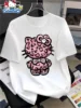 New Women Summer T-shirt Pink Leopard Print Kitty Cat Sequin Pattern Simple Style Suitable Daily Wear 100% Pure Cotton Material