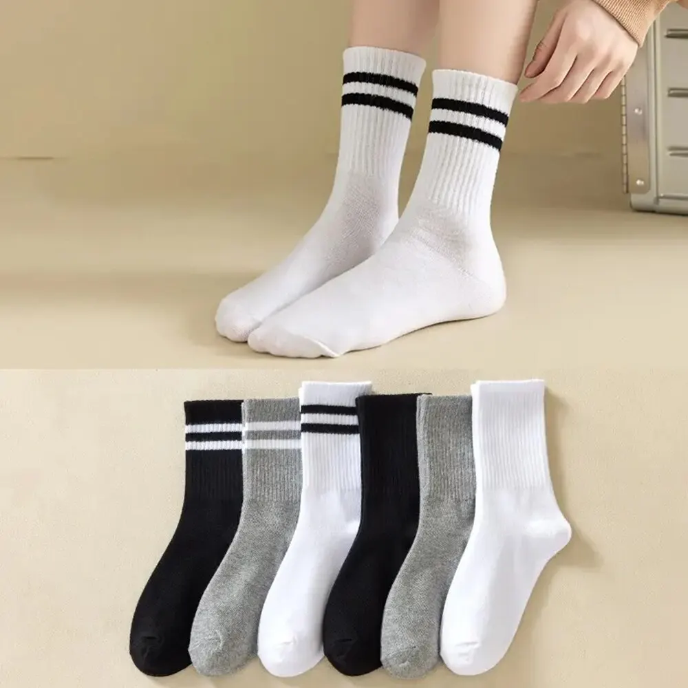 Womens Socks 6/12 Pairs Mid Socks Solid Color Breathable Comfortable In Autumn Winter Sweat Absorbing Casual Sports