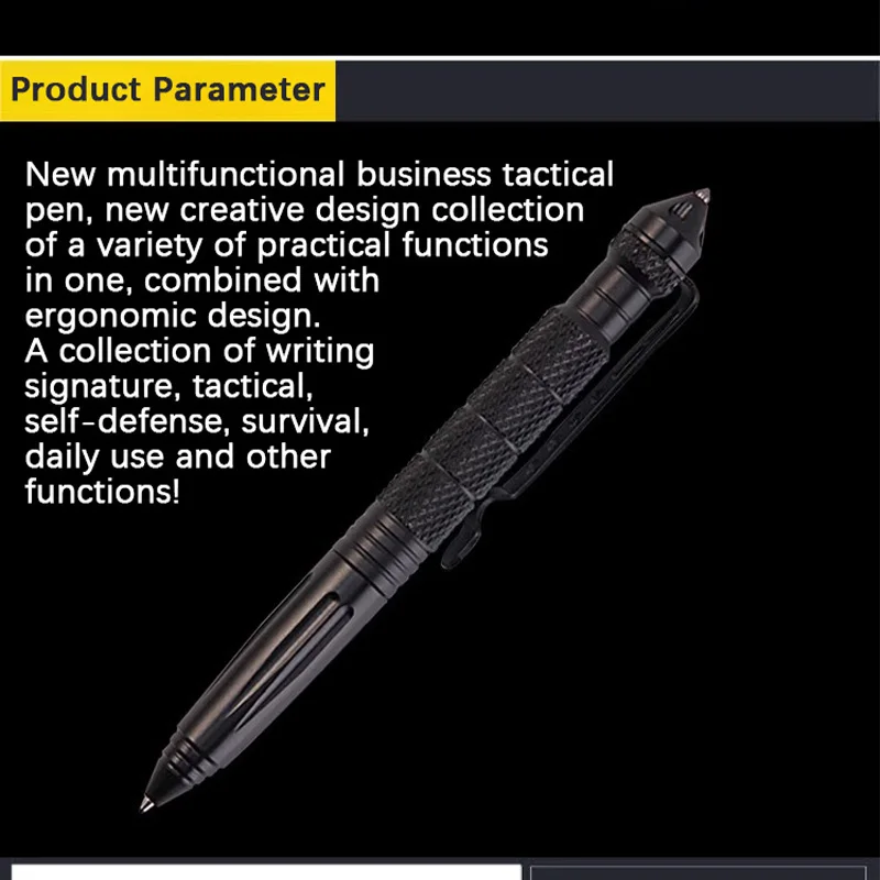 Metal Military Tactical Pen School Student Office Ballpoint Pens Emergency Glass Breaker Self Defense EDC Supplies