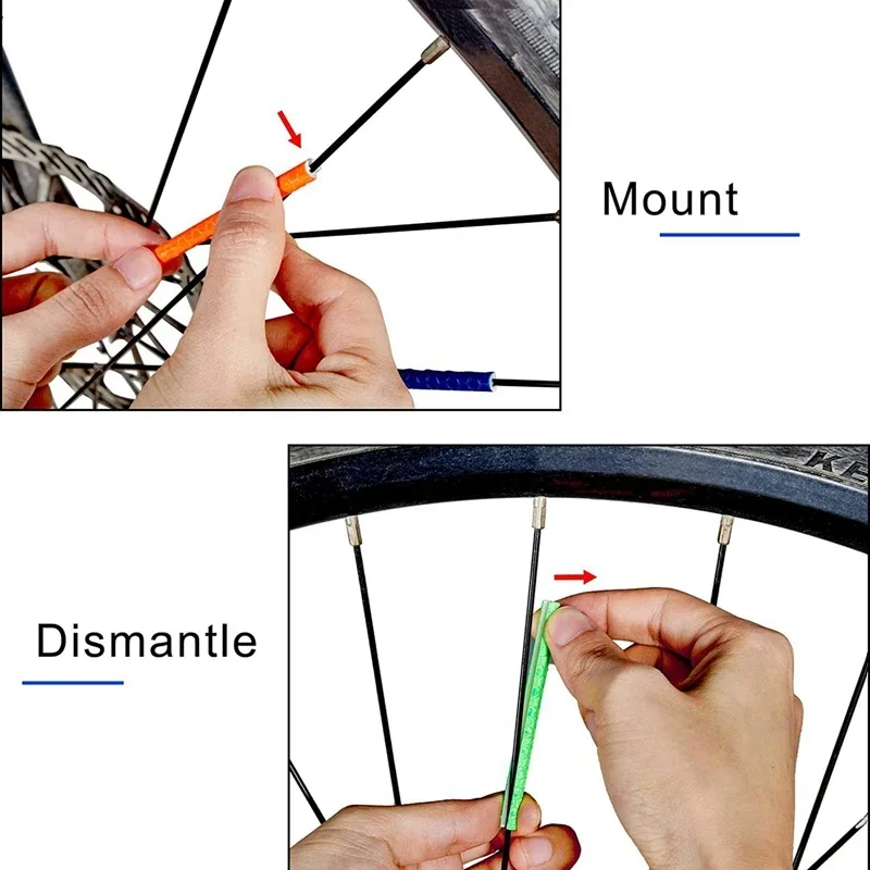 12pcs/Bag Bicycle Spoke Reflective Strip Bike Riding Wheel Rim Spoke Mount Clip Tube 7.5cm Bike Sticker Tube Warning Strip Bike Accessories Bicycle Wheel Stickers