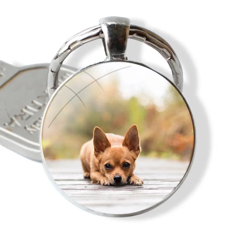 Keychain Handmade Glass Cabochon Key Ring Holder Pendant Key