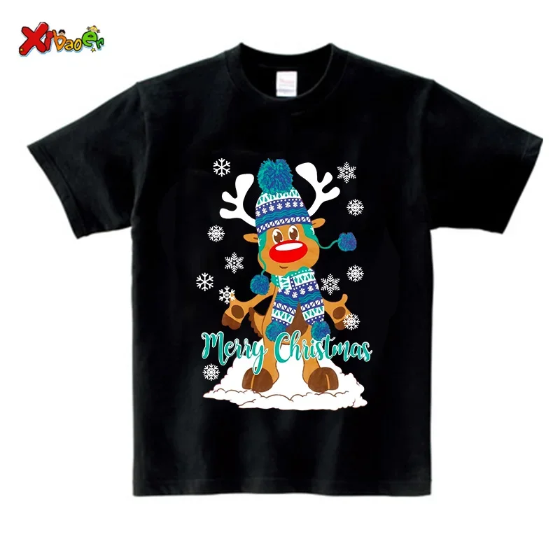 Conjunto de ropa familiar, ropa navideña a juego, Papá Noel negro, conjuntos a juego para niños, camiseta de niña de Feliz Año Nuevo, camiseta de fiesta para bebé