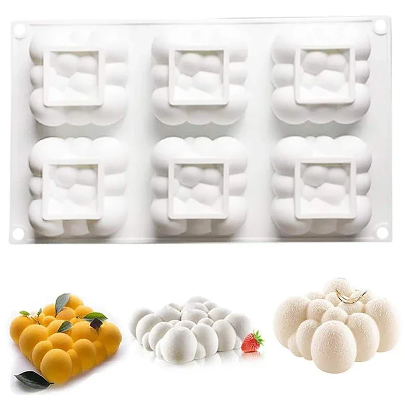 1PC Silicone Pastry Mold 6 Cavity 3D Cloud Dessert Mousse Cake Molds for DIY Craft Soap Candle Mold Cake Decoration Tools