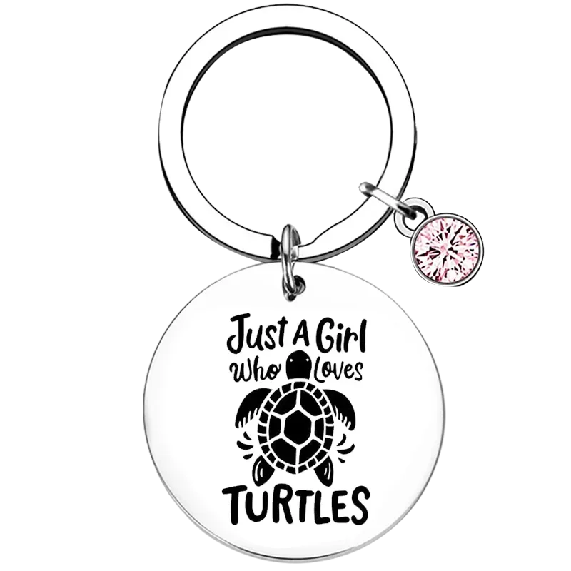 

Hot Just A Girl Who Loves Turtles Key Chain Ring Marine Life Sea Turtle keychains pendant Turtle Lover Girls Gift