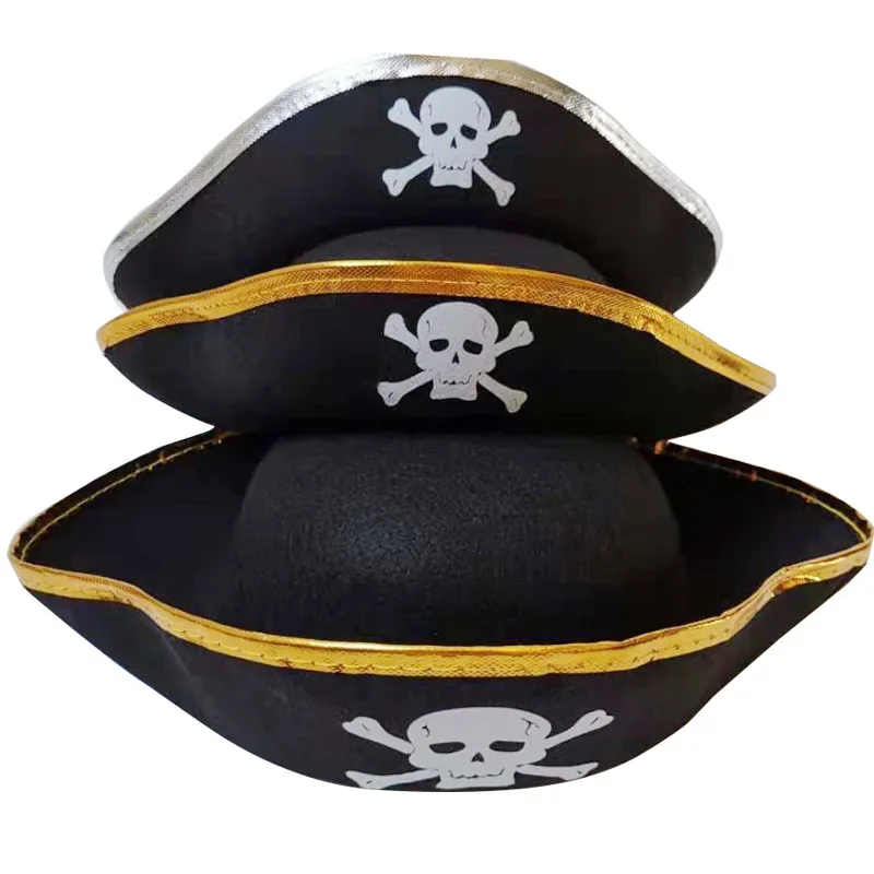 Print Skull Children/Adult Pirate Hat Cosplay Costume Cap for Halloween Masquerade Party Performance Pirate Captain Hat Props party hat,carnival hat,halloween witch hat,halloween hat lamp,yacht captain hat,adult oktoberfest hat