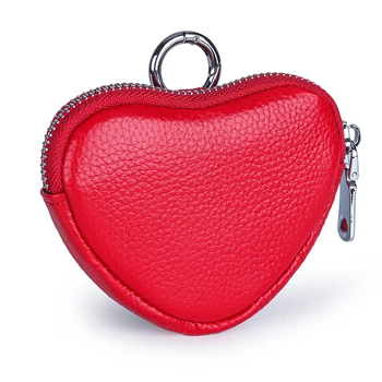 Portamonete per donna Portamonete Borsa per cosmetici piccola in pelle di mucca Tasca per organizer per trucco a forma di cuore Custodia da viaggio per gioielli per ragazze
