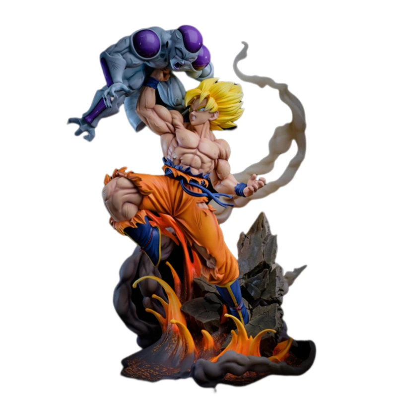 

45Cm Gk Ryu Studio Super Saiyan One Son Goku Vs Frieza Dragon Ball Z Anime Action Figure Statue Garage Kit Model Toys Gift