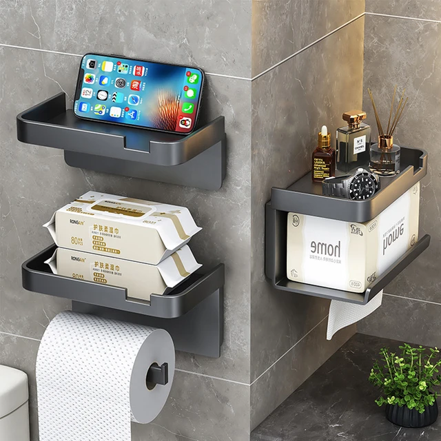 Toilet Paper Holder With Shelf Wall Mounted Toilet Paper Roll Holder Toilet  Tissue Holder For Bathroom Washroom