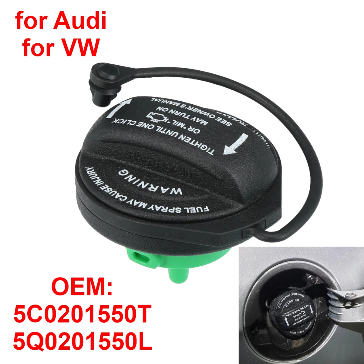 

5C0201550T Car Fuel Tank Filler Gas Cap for Audi S5 A3 A4 A6 A8 for VW Tiguan Golf Jetta 5Q0201550L