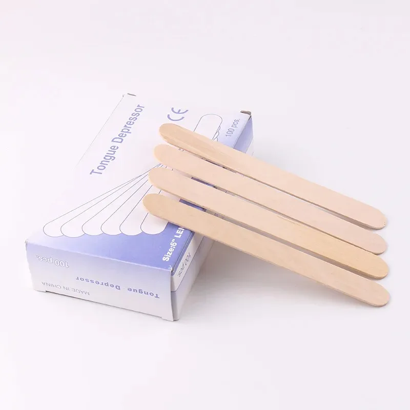 100 Pieces Disposable Wood Stick Beauty Spatulas Log Hair Removal Wax Coating and Scraping Tool Eyebrow Trimming Wooden Stick