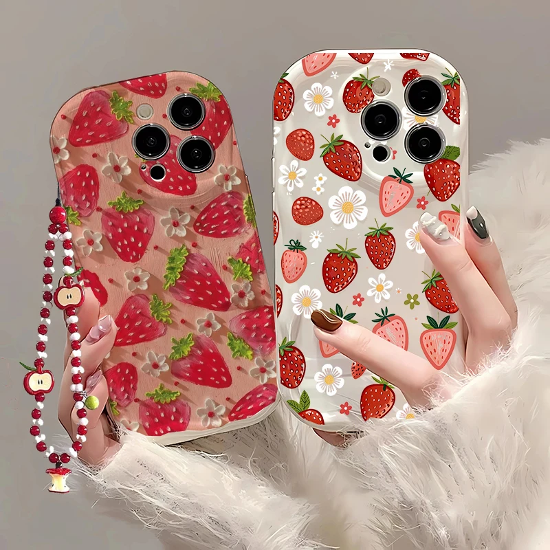 Luxury Cartoon Strawberry Fruit Chain Phone Case