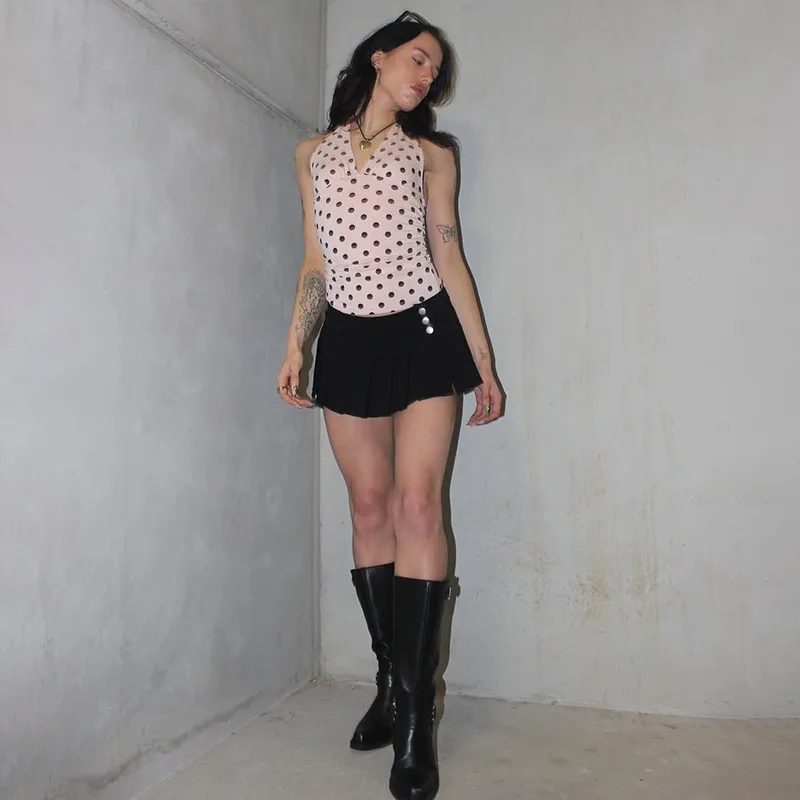backless design polka dot top